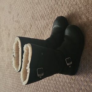 Black leather Ugg boots
